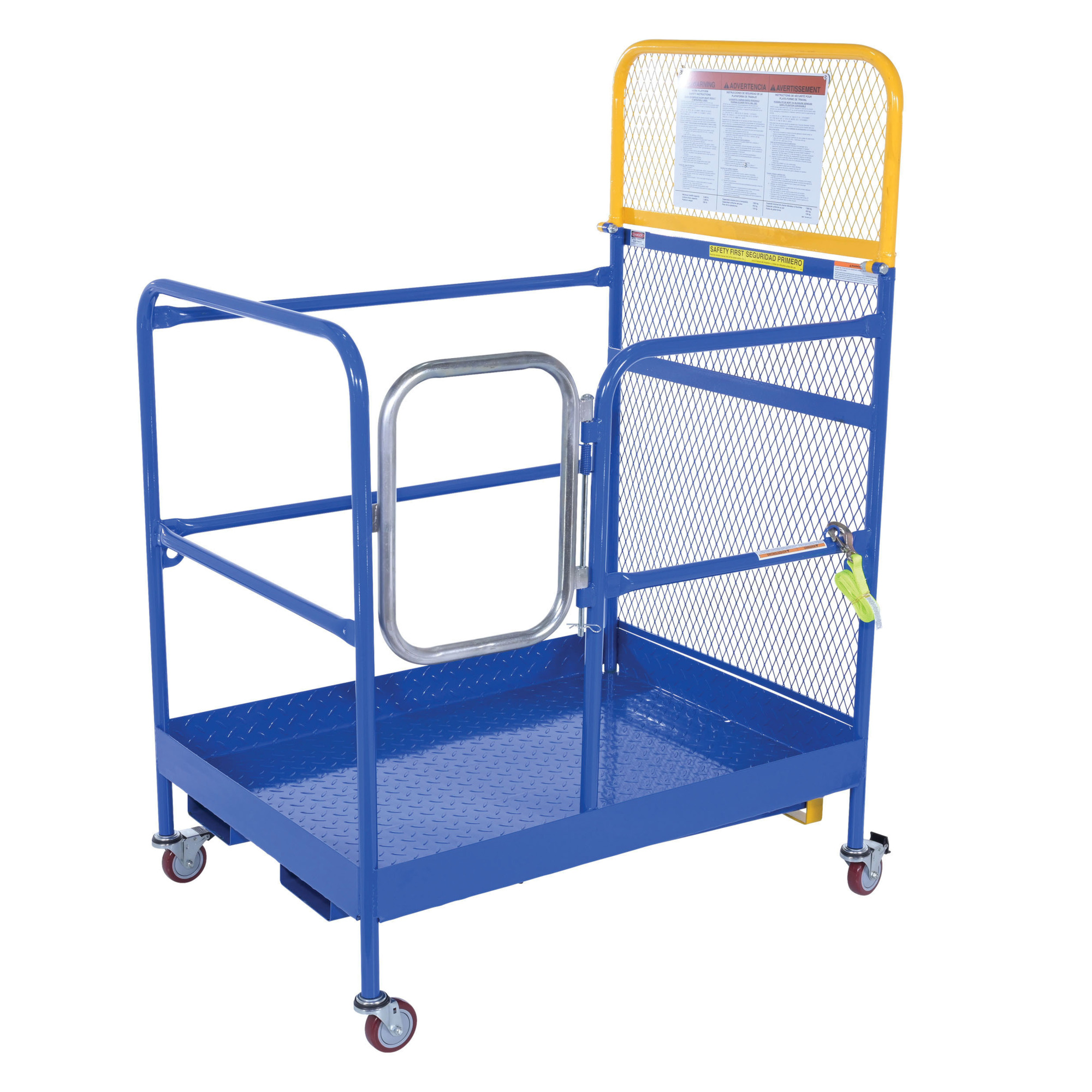 Vestil Forklift Work Platform - 36in. x 48in., 4in. Poly Swivel Casters, Tine Locks, Model# WP-3648-CA